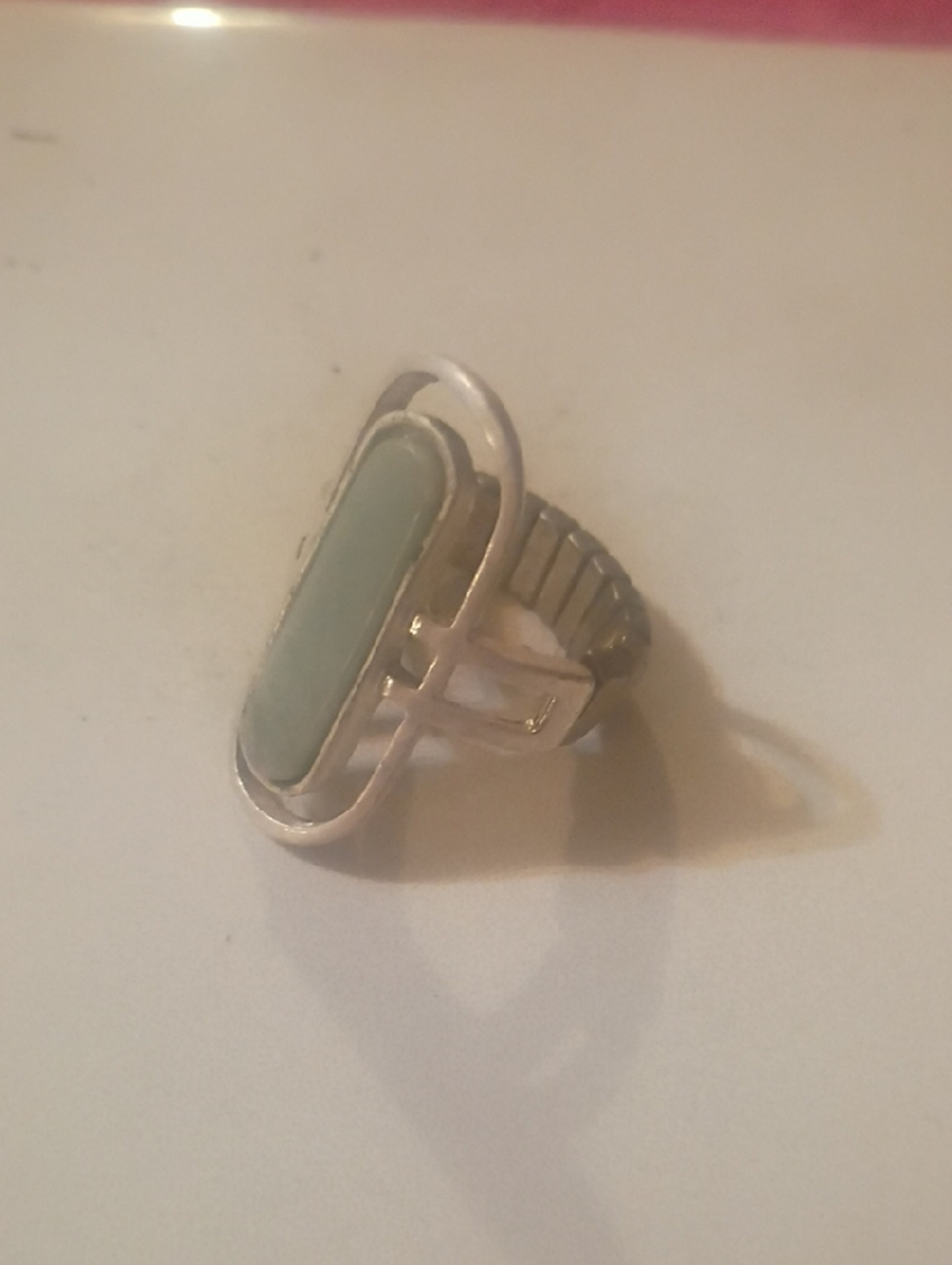 Sterling Silver Light Aqua Stone Stretch Ring